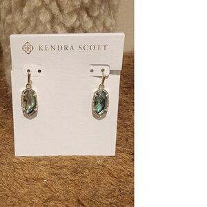KENDRA SCOTT LEE SILVER DROP EARRINGS-ABALONE SHELL-NEW W/CARD, POUCH
